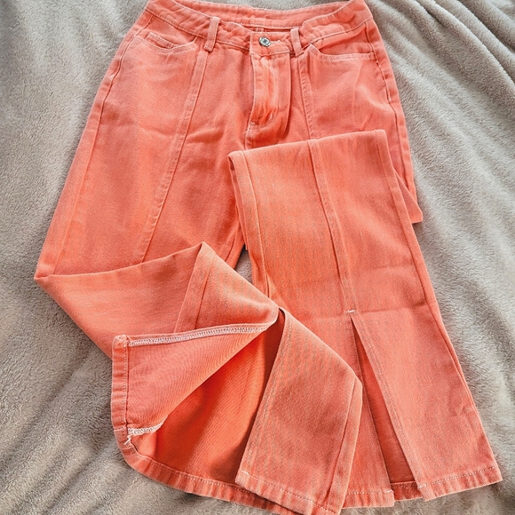 SHEIN Pants - NWOT Orange Denim Flare Leg Jeans🍊